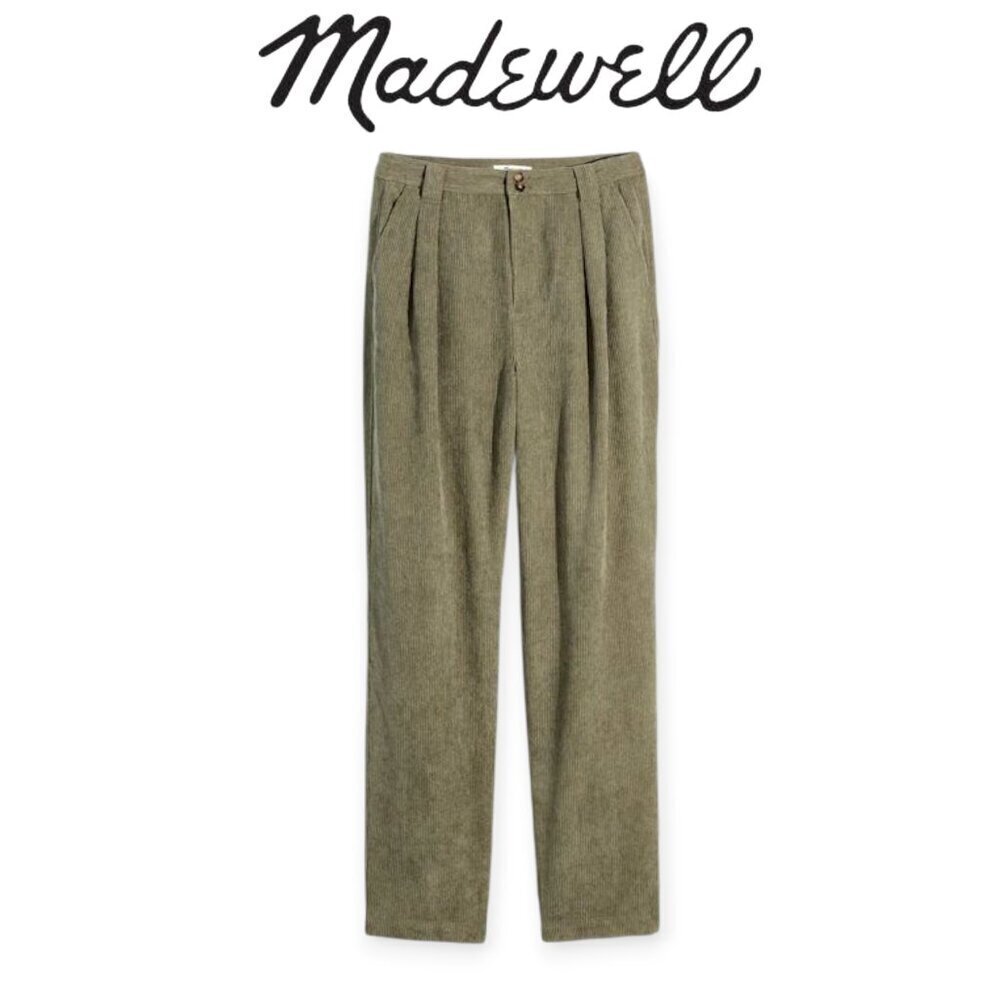 Madewell Curvy High-Rise Tapered Corduroy Pants Teal Green Spring Size 12 Womens
